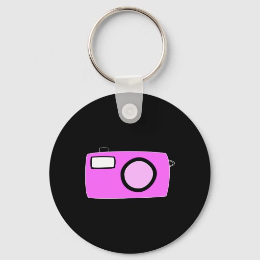 Heldere roze camera. Op zwart. Sleutelhanger (Voorkant)