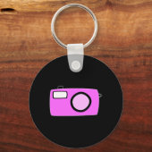 Heldere roze camera. Op zwart. Sleutelhanger (Voorkant)