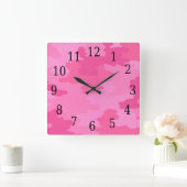 Heldere roze Camouflage Square Clock Vierkante Klok (Huis)