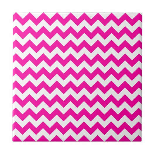 Heldere, roze Chevrons Tegeltje (Voorkant)