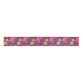 Heldere roze en gele Chinoiserie Bloemen Grosgrain Lint (Voorkant)