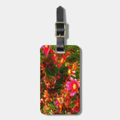 Heldere roze en gele Daisy Wilde bloemen Bagagelabel (Voorkant verticaal)