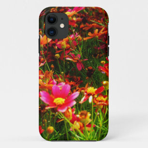 Heldere roze en gele Daisy Wilde bloemen iPhone 11 Hoesje