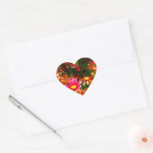 Heldere roze en gele Daisy Wilde bloemen Hart Sticker (Envelop)