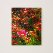 Heldere roze en gele Daisy Wilde bloemen Legpuzzel (Verticaal)