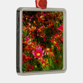Heldere roze en gele Daisy Wilde bloemen Metalen Ornament (Rechts)