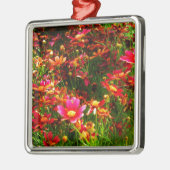 Heldere roze en gele Daisy Wilde bloemen Metalen Ornament (Links)