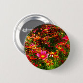 Heldere roze en gele Daisy Wilde bloemen Ronde Button 5,7 Cm (Voorkant /achterkant)