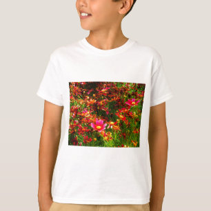Heldere roze en gele Daisy Wilde bloemen T-shirt