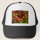 Heldere roze en gele Daisy Wilde bloemen Trucker Pet (Voorkant)