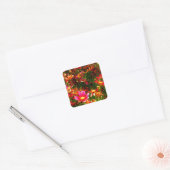 Heldere roze en gele Daisy Wilde bloemen Vierkante Sticker (Envelop)