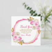 Heldere roze en gouden elegante bloemen Verjaardag Bedankkaart (Staand voorkant)