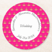 Heldere roze en gouden kroon bruiloft