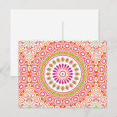 Heldere roze en Oranje lente Mandala Flower Briefkaart (Voorkant / Achterkant)