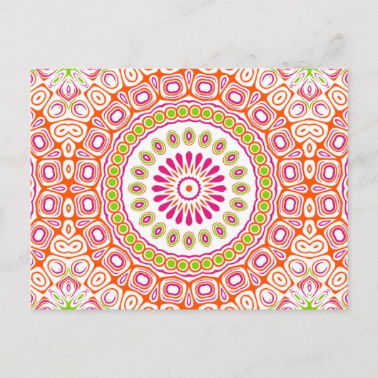 Heldere roze en Oranje lente Mandala Flower Briefkaart (Voorkant)