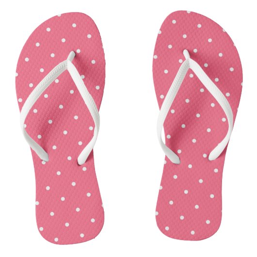 Heldere roze en witte stippen teenslippers (Voetbed)