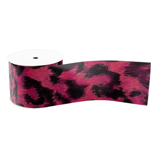 Heldere roze en zwarte vlekspuitloper grosgrain lint (Spoel)