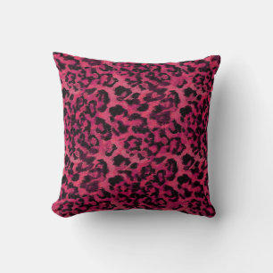 Heldere roze en zwarte vlekspuitloper kussen
