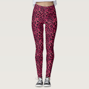 Heldere roze en zwarte vlekspuitloper leggings