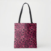 Heldere roze en zwarte vlekspuitloper tote bag (Voorkant)