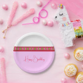 Heldere roze Floral Papieren Bordje (Feest)