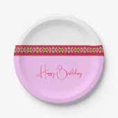 Heldere roze Floral Papieren Bordje (Voorkant)