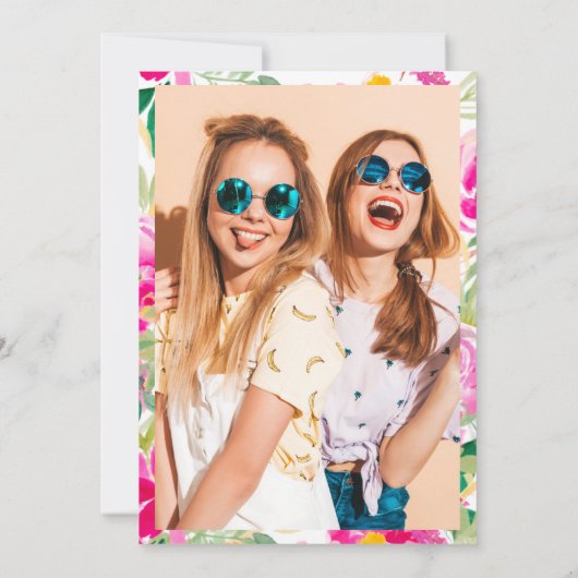 Heldere roze floral waterverf goud chic Sweet 16 Kaart (Achterkant)