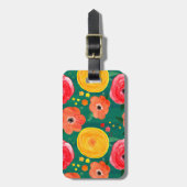 Heldere roze, gele en groene bloemen bagagelabel (Voorkant verticaal)