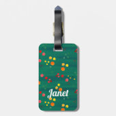 Heldere roze, gele en groene bloemen bagagelabel (Achterkant verticaal)