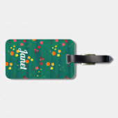 Heldere roze, gele en groene bloemen bagagelabel (Achterkant horizontaal)