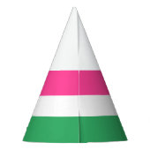 , heldere, roze, groene horizontale strepen feesthoedjes (Achterkant)