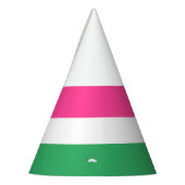 , heldere, roze, groene horizontale strepen feesthoedjes (Links)