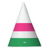 , heldere, roze, groene horizontale strepen feesthoedjes (Rechts)