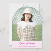 Heldere Roze Hand Getrokken Boog Foto Afstuderen P Kaart (Achterkant)