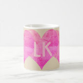 Heldere roze harten Initialen Mok toevoegen (Center)