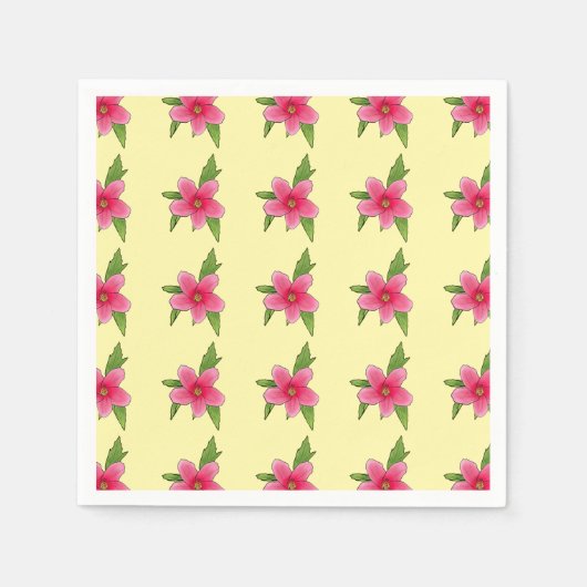 Heldere Roze Hibiscus Verjaardagsfeest servetten (Voorkant)