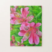 Heldere Roze Lelie Bloemen Tropische Kunst Puzzel Legpuzzel (Verticaal)