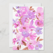 Heldere, roze paarse florale zoete 16 kaart (Achterkant)