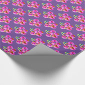 Heldere roze, paarse handgezaaide bloemen cadeaupapier (Hoek)