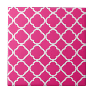 Heldere roze Quatrefoil Tegeltje