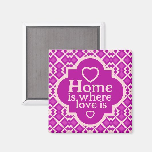 Heldere roze Retro-geïnspireerde Housewarming Magneet (Voorkant / Achterkant)