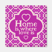 Heldere roze Retro-geïnspireerde Housewarming Magneet (Voorkant)