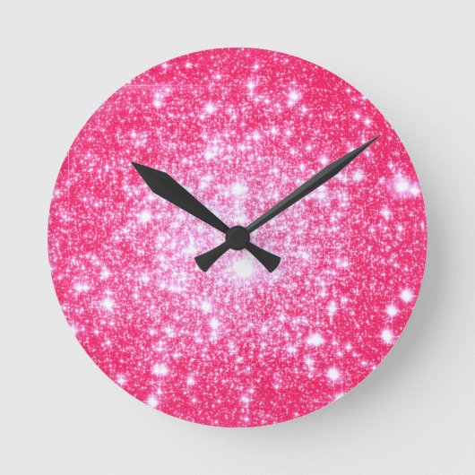 Heldere roze sterren ronde klok (Voorkant)
