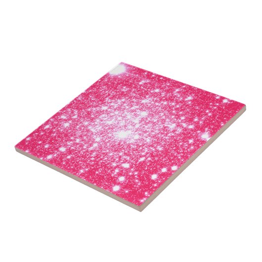 Heldere roze sterren tegeltje (Zijkant)