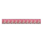 Heldere roze strobloem grosgrain lint (Voorkant)