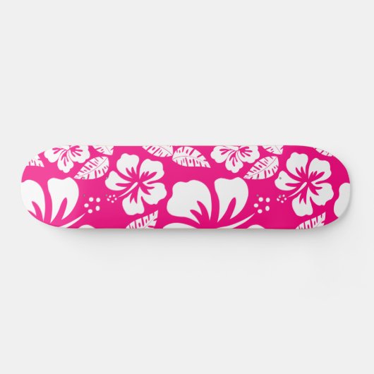 Heldere roze tropische hibiscus bloemen skateboard (Horizontaal)