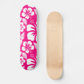 Heldere roze tropische hibiscus bloemen skateboard (Voorkant)