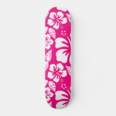 Heldere roze tropische hibiscus bloemen skateboard (Voorkant)