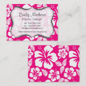 Heldere roze tropische hibiscus bloemen visitekaartje (Voorkant / Achterkant)