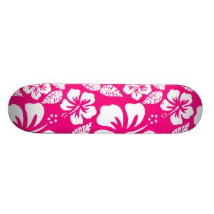 Heldere roze Tropische Hibiscus Flowers Skateboard